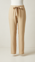 Ivory Sand Linen Drawstring Trousers