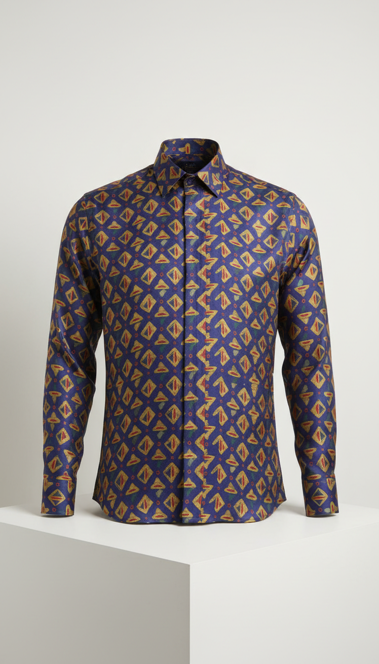 Royal Indigo Silk Tailored Shirt