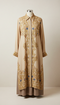 Antique Gold Embroidered Shirt Dress
